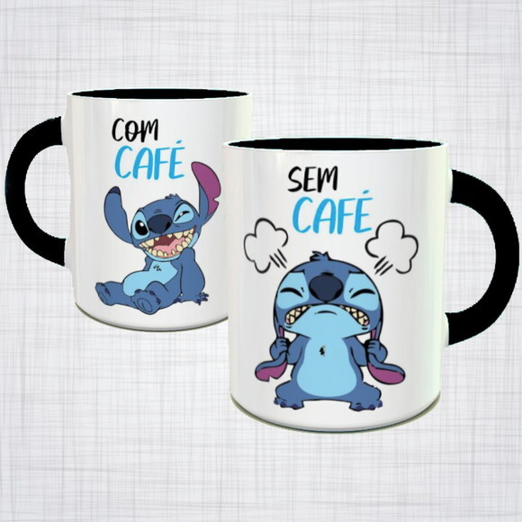 Caneca Porcelana lilo e stitch sem café com café