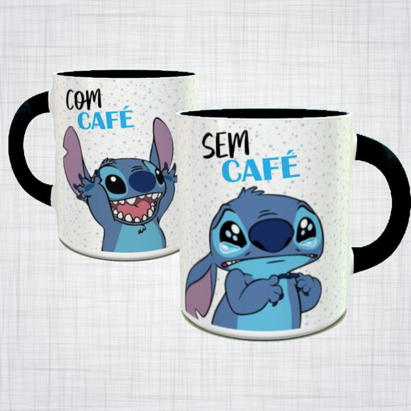 Caneca Porcelana lilo e stitch sem café com café arte 3