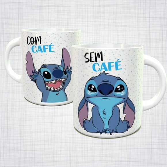 Caneca Porcelana lilo e stitch sem café com café arte 2
