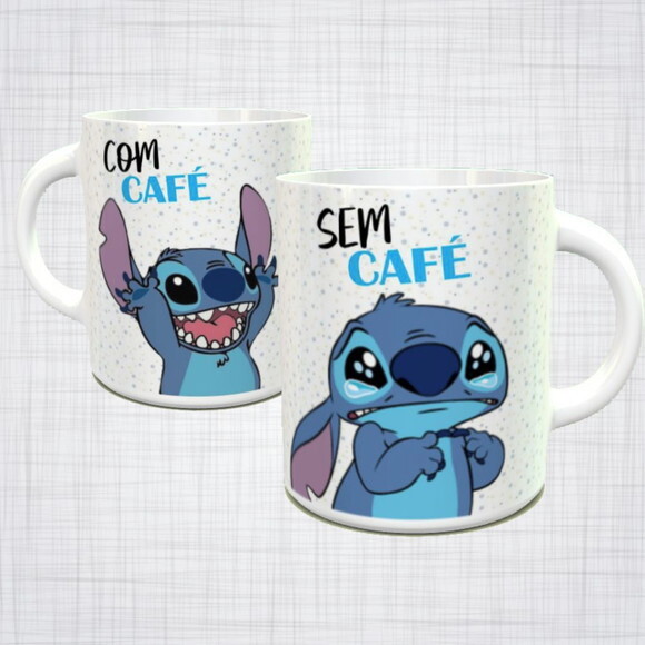 Caneca Porcelana lilo e stitch sem café com café arte 3