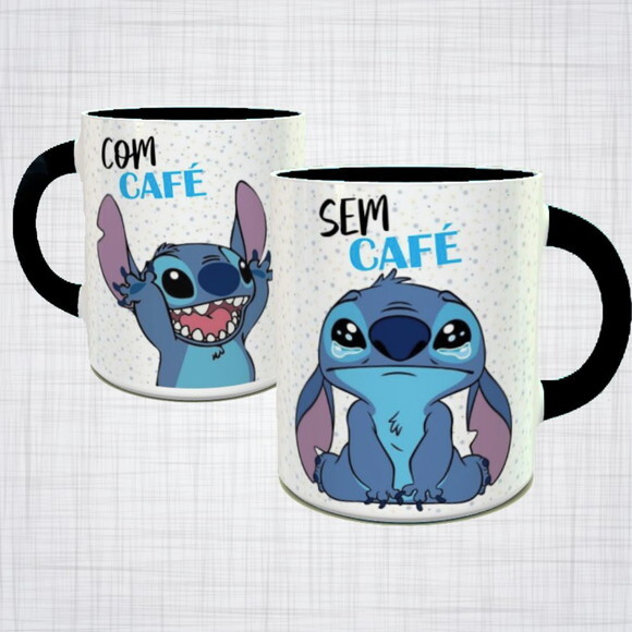 Caneca Porcelana lilo e stitch sem café com café arte 2