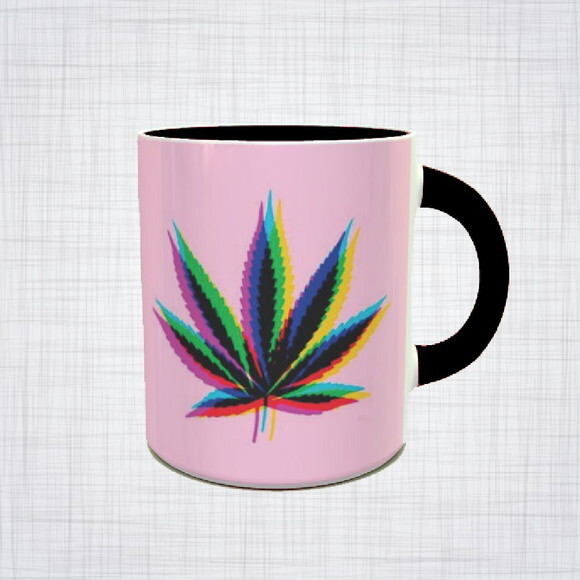 Caneca Porcelana Maconha Cannabis psicodélica Diversas Cores