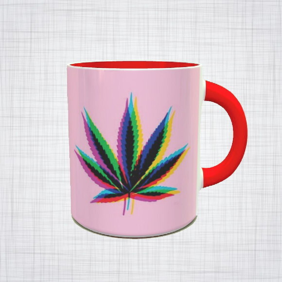 Caneca Porcelana Maconha Cannabis psicodélica Diversas Cores