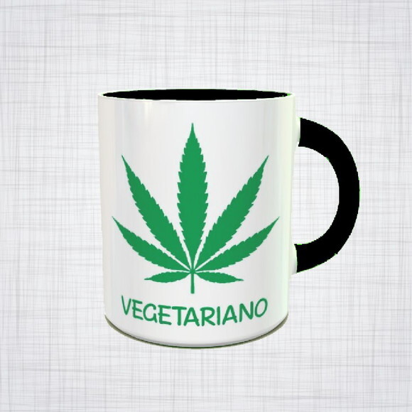Caneca Porcelana Maconha Cannabis vegetariano Diversas Cores