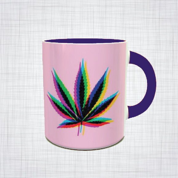 Caneca Porcelana Maconha Cannabis psicodélica Diversas Cores