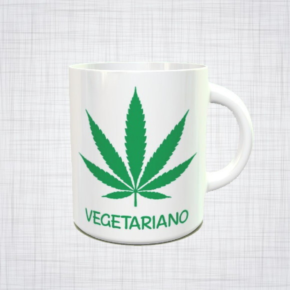 Caneca Porcelana Maconha Cannabis vegetariano Diversas Cores