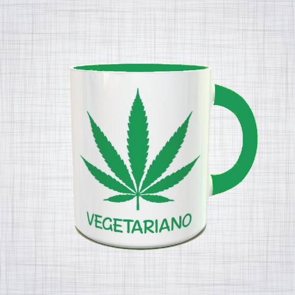 Caneca Porcelana Maconha Cannabis vegetariano Diversas Cores