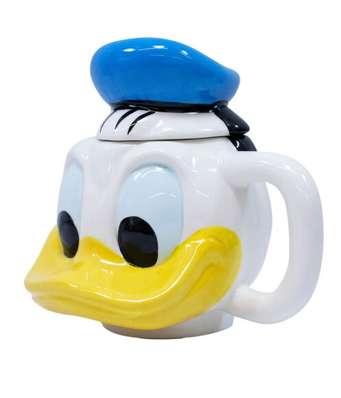caneca porcelana pato donald disney 3D com tampa 470 ml