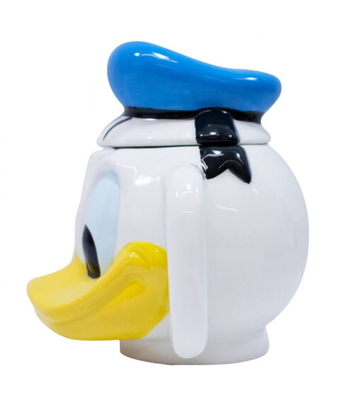 caneca porcelana pato donald disney 3D com tampa 470 ml