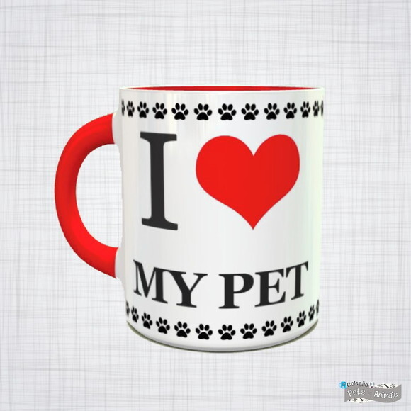 Caneca Porcelana pet i love my pet eu amo meu pet