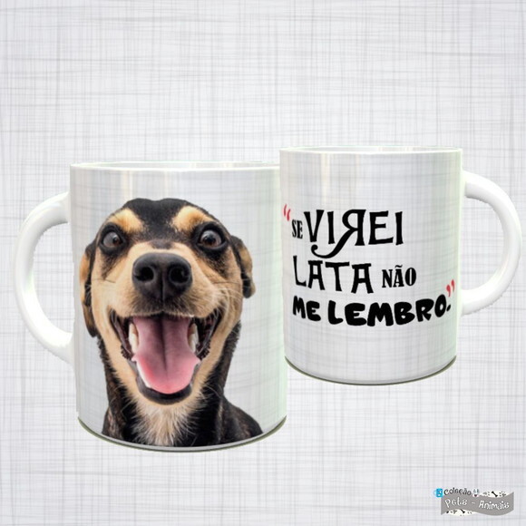 Caneca Porcelana pet se virei lata nao me lembro vira lata
