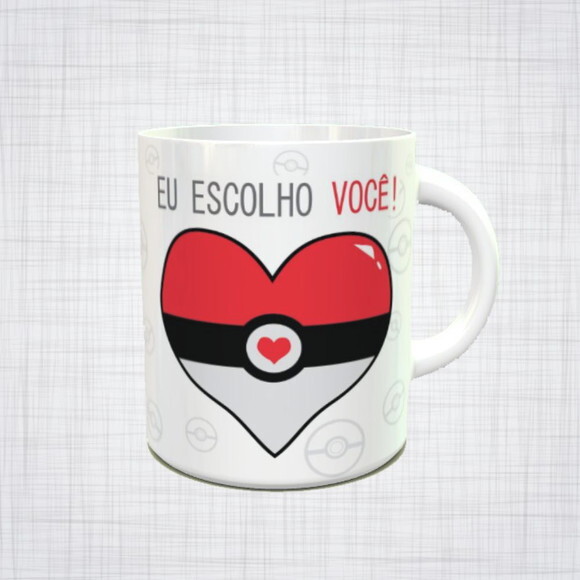 caneca porcelana Pokémon dia dos namorados eu escolho você