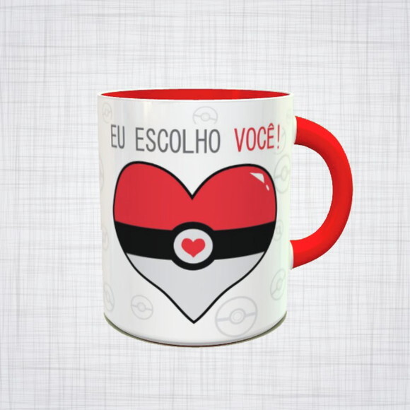 caneca porcelana Pokémon dia dos namorados eu escolho você