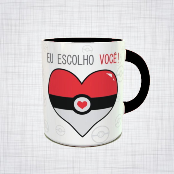 caneca porcelana Pokémon dia dos namorados eu escolho você