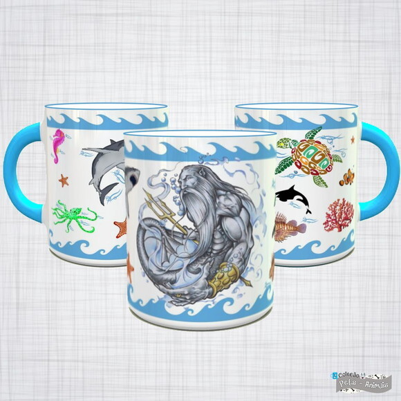 Caneca Porcelana Poseidon Fundo Do Mar
