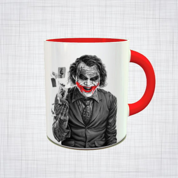 Caneca Porcelana preta Coringa cavaleiro das trevas DC