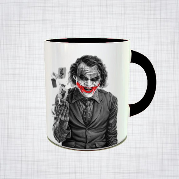 Caneca Porcelana preta Coringa cavaleiro das trevas DC