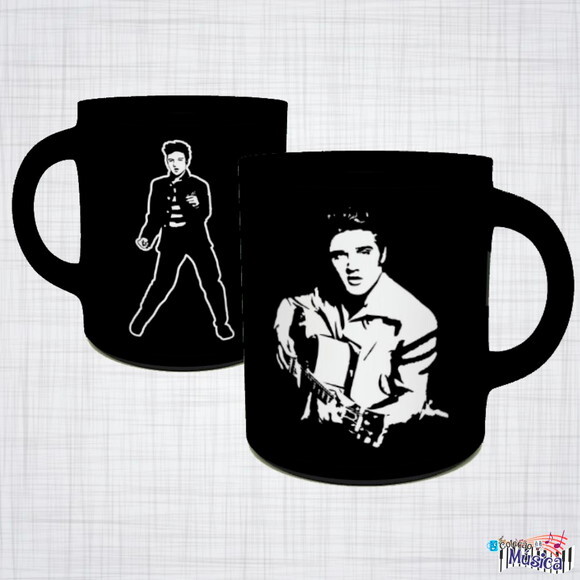 Caneca Porcelana Preta Elvis Presley