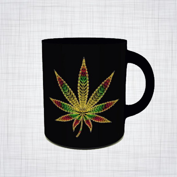 Caneca Porcelana preta maconha cannabis
