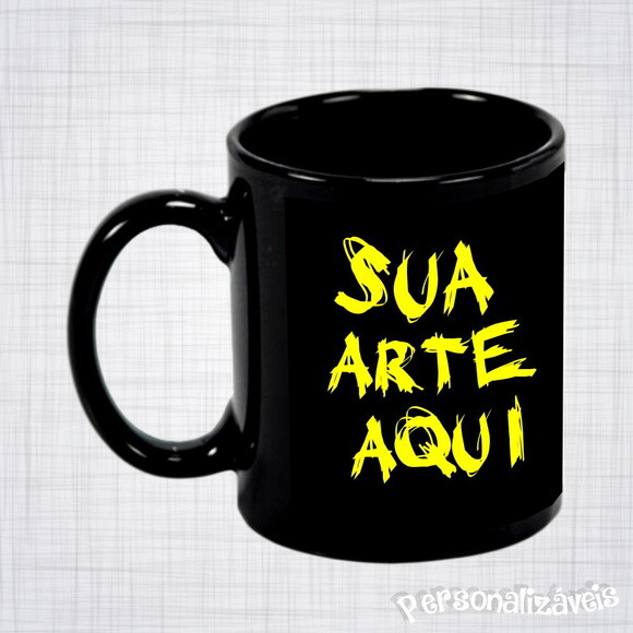 Caneca Porcelana Preta Personalizada 325 Ml
