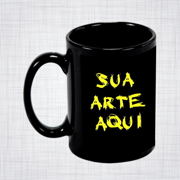 Caneca Porcelana Preta Personalizada 500 ml