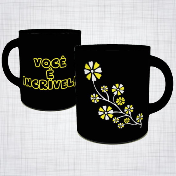 Caneca Porcelana preta vocé é incrível