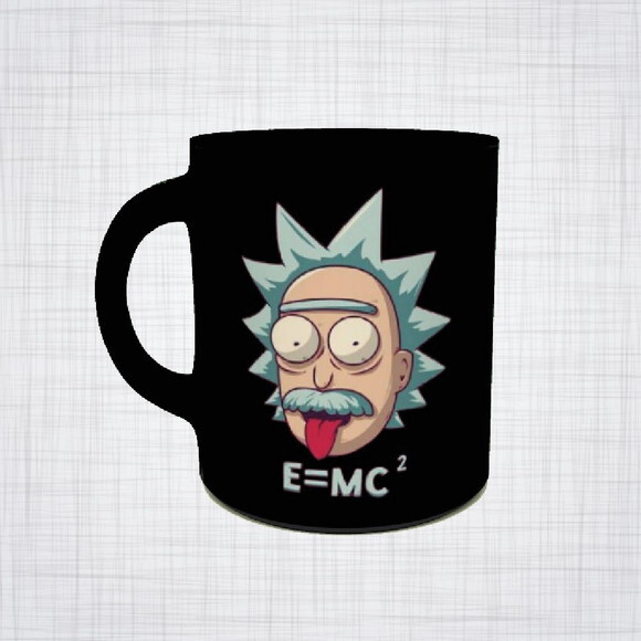 Caneca Porcelana preta Ricky and Morty Albert Einstein