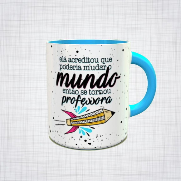 Caneca Porcelana professora que muda o mundo