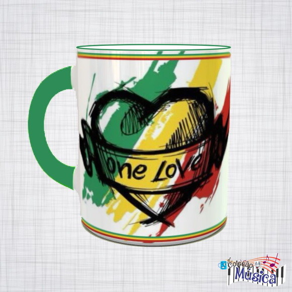 Caneca Porcelana Reggae One Love bob marley