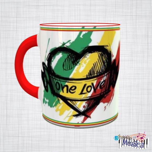 Caneca Porcelana Reggae One Love bob marley