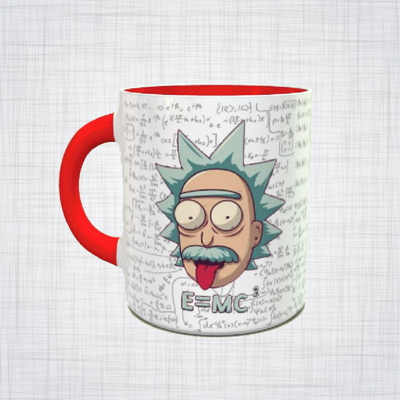 Caneca Porcelana Ricky and Morty Albert Einstein cálculos