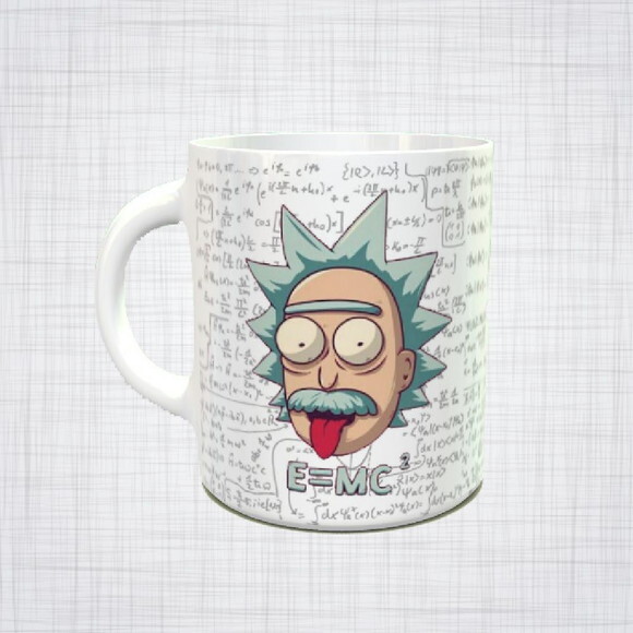 Caneca Porcelana Ricky and Morty Albert Einstein cálculos