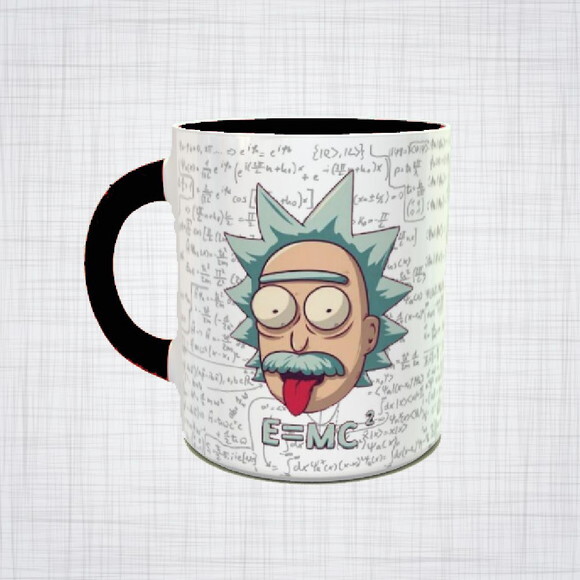 Caneca Porcelana Ricky and Morty Albert Einstein cálculos
