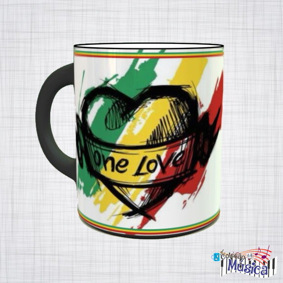 Caneca Porcelana Reggae One Love bob marley