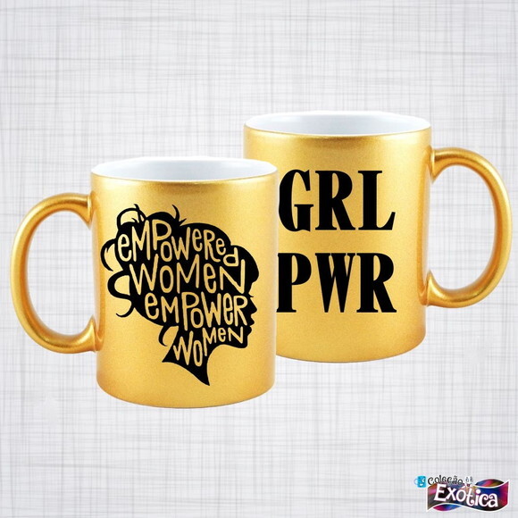 Caneca Porcelana Rosa Dourada Prateada Personalizada