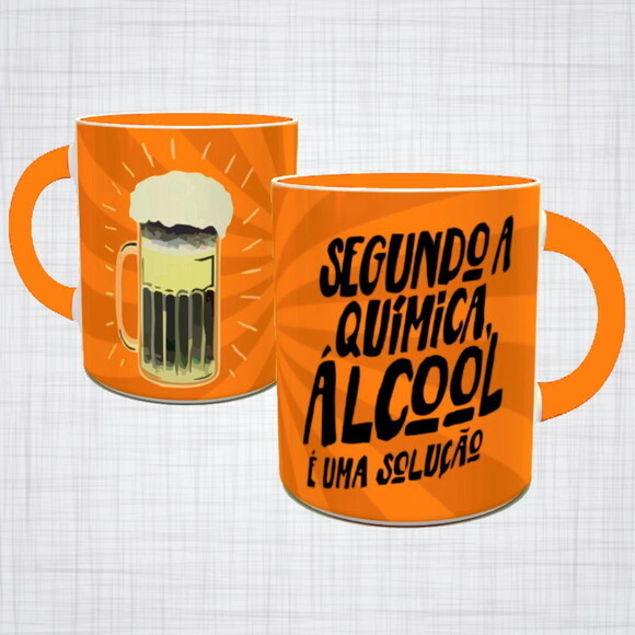 Caneca Porcelana Segunda A Quimica Alcool E Solução