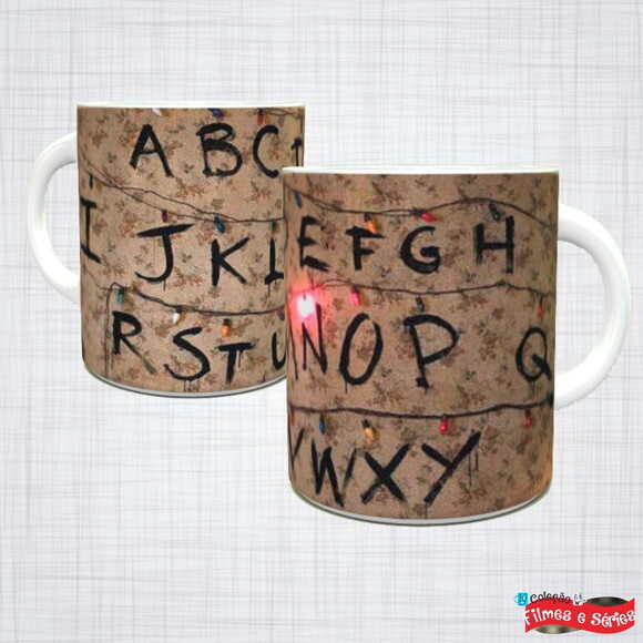 Caneca Porcelana Stranger Things Letras Na Parede