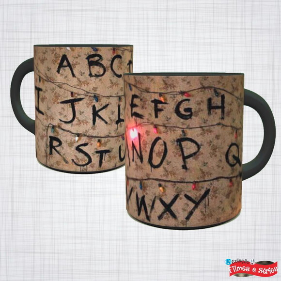 Caneca Porcelana Stranger Things Letras Na Parede