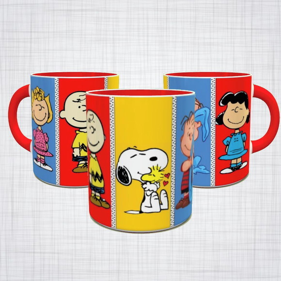 Caneca Porcelana turma do Snoopy diversas cores arte 2
