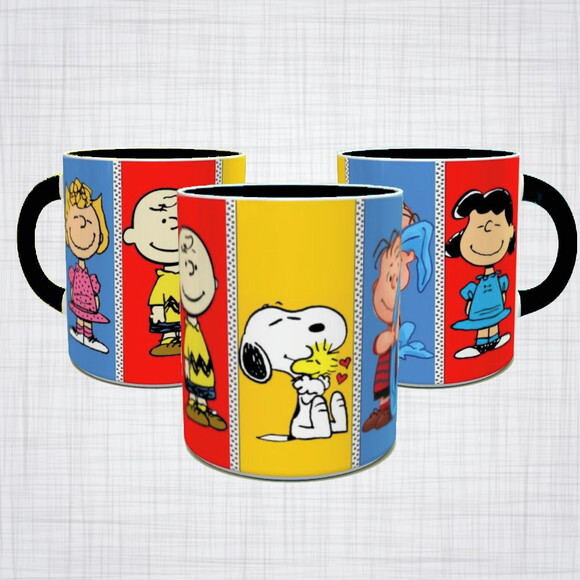 Caneca Porcelana turma do Snoopy diversas cores arte 2