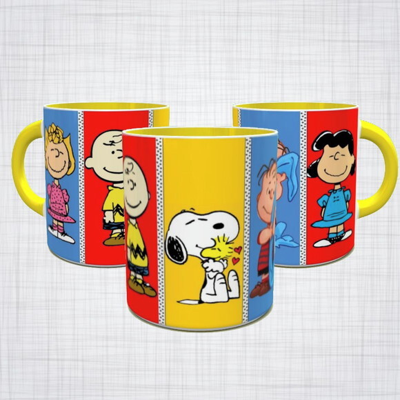 Caneca Porcelana turma do Snoopy diversas cores arte 2