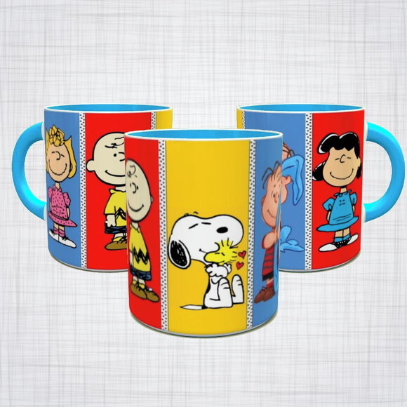 Caneca Porcelana turma do Snoopy diversas cores arte 2