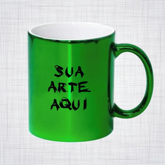 Caneca Porcelana verde escuro Metalizada Personalizada