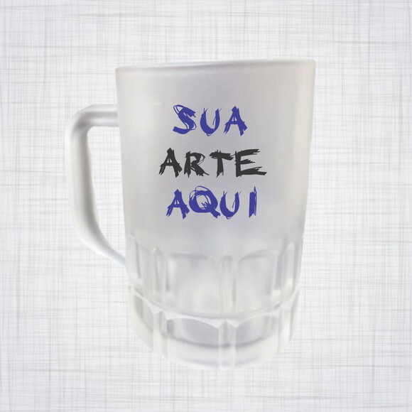 Caneca Vidro Chopp jateada Personalizada 300 Ml