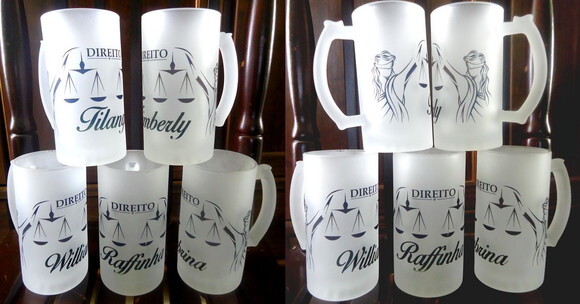 Caneca Vidro Chopp jateada Personalizada 500 Ml