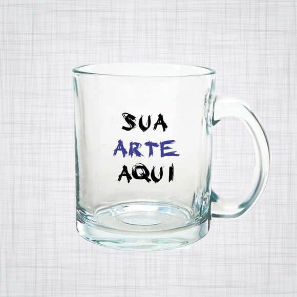 Caneca Vidro Transparente 325 ml Personalizada