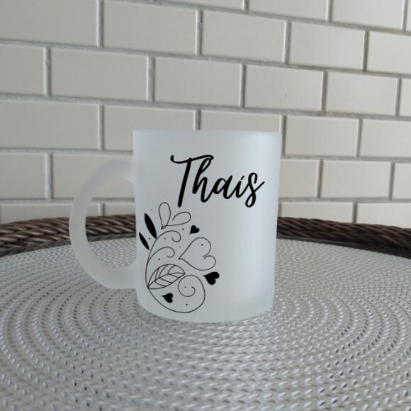 Caneca Vidro Fosco 325 Ml Personalizada