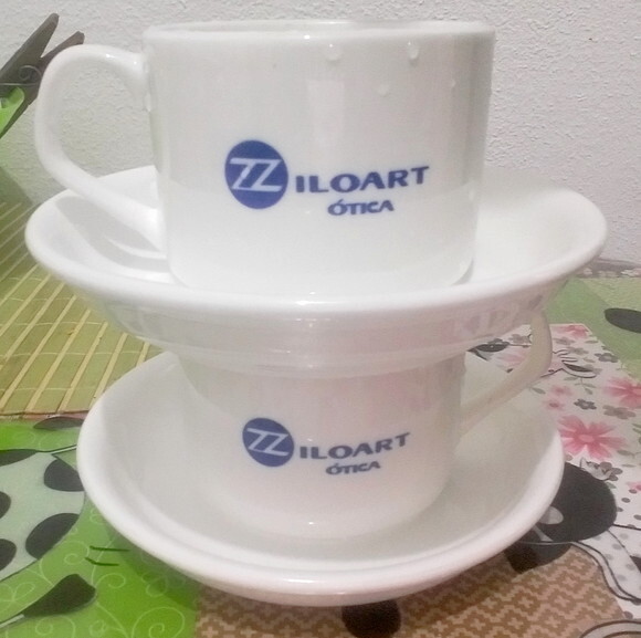 Caneca xícara Porcelana 150 ml com pires Personalizada