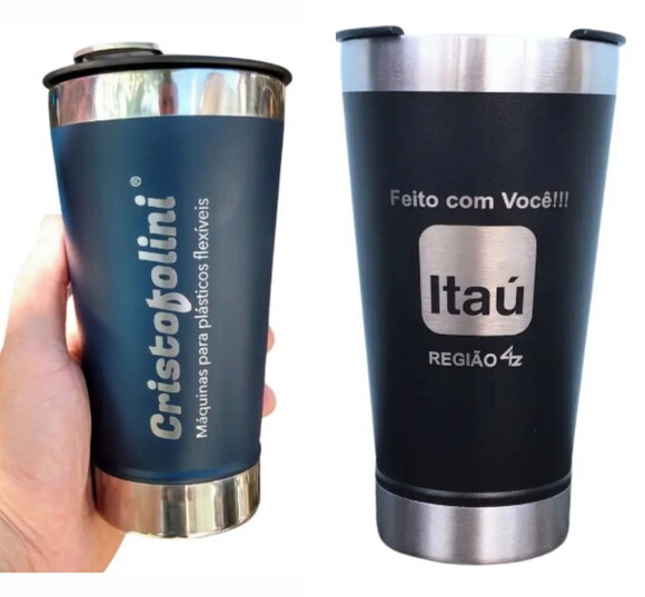 Copo Térmico Inox Tampa Abridor 473ml Personalizado