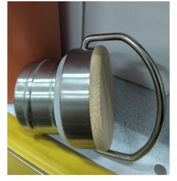 Garrafa Térmica Aço Inox TAMPA BAMBU -Personalizada 600 Ml